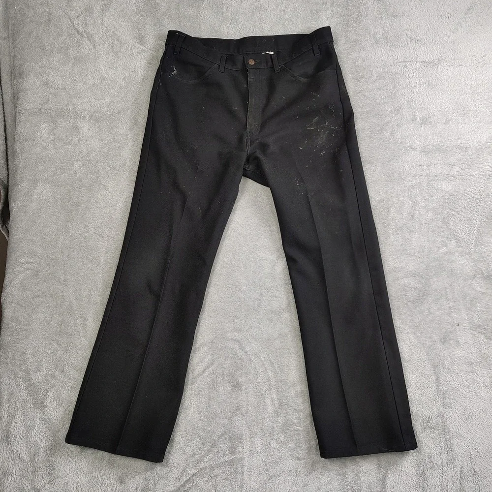 VTG 60's Levi's‎ Pants Dacron Polyester Men's Pleated Black 38x30 Distress